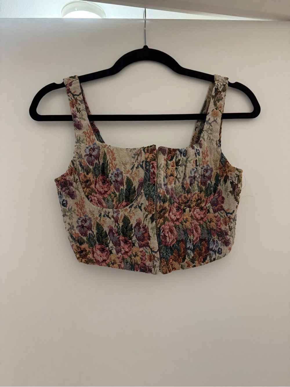 wild fable Floral Tapestry Crop Top in Cream, Pink & Green
